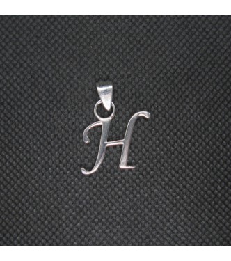 PE001437 Sterling Silver Pendant Charm Letter H Solid Genuine Hallmarked 925